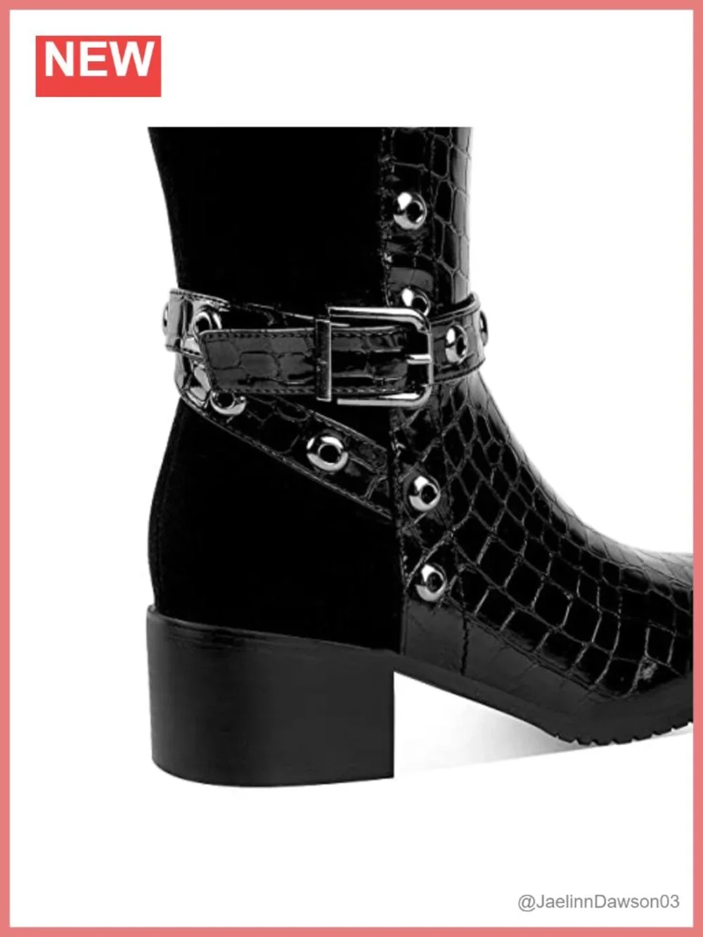 Women's Knee-High Faux Leather Crocodile Print Boots 2.25in Heel